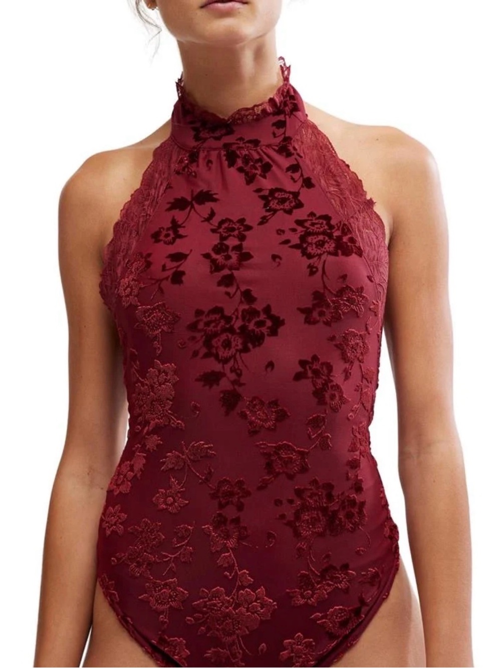 Free People Intimately Late Night Bodysuit in Wine